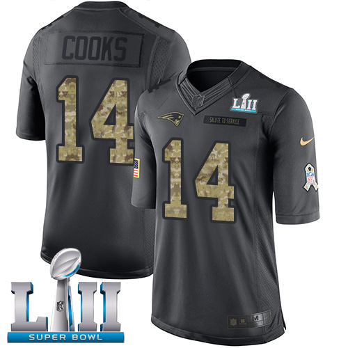 Nike Patriots #14 Brandin Cooks Black Super Bowl LII Men's Stitched NFL Limited 2016 Salute To Service Jersey